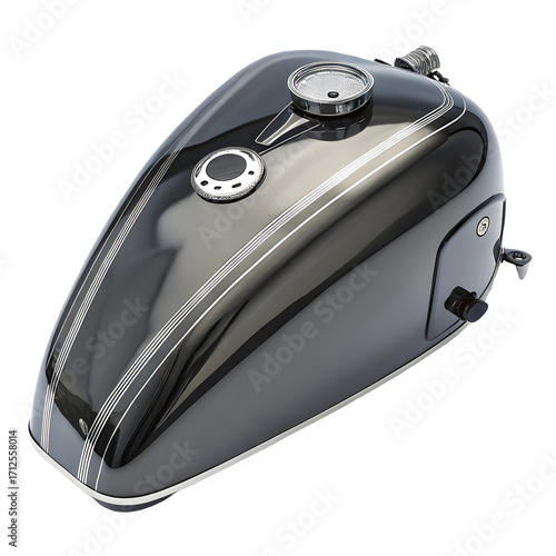 Motorcycle fuel tank isolated on transparent background for vintage bike restoration