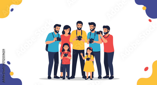 Group Of People Capturing Moments, Together Capturing Life's Essence, Family Team
