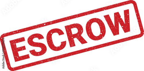 Distressed escrow stamp with red ink effect, real estate concept design