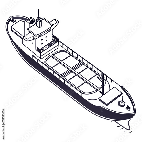 Vector art of isometric illustration of a cargo ship, showcasing its design and structure, ideal for logistics, transportation, and maritimerelated projects