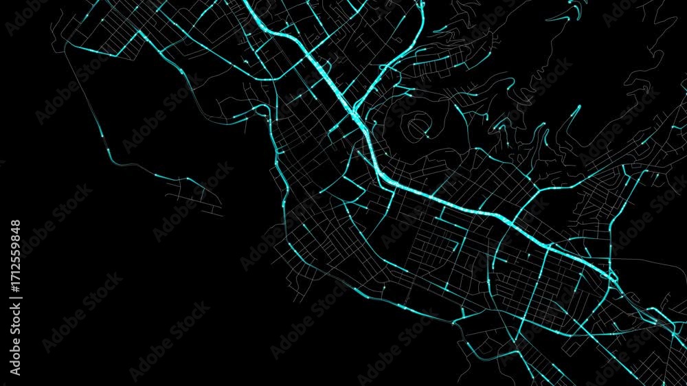 Urban Traffic Flow Map Simulation in Honolulu, Hawaii, GPS Smart city ...