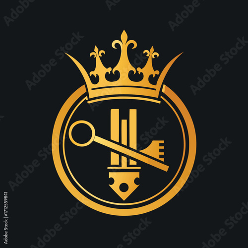 Elegant hotel crown and key logo design for luxury hospitality brands and establishments