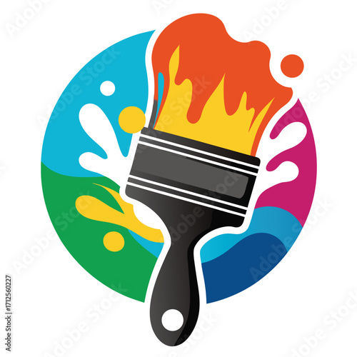 Creative art studio paint brush logo icon for artistic design and creative branding projects