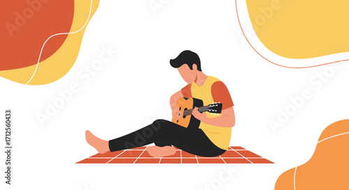 Guitar Player: A Minimalist Illustration of Musical Artistry and Recreation Anywhere