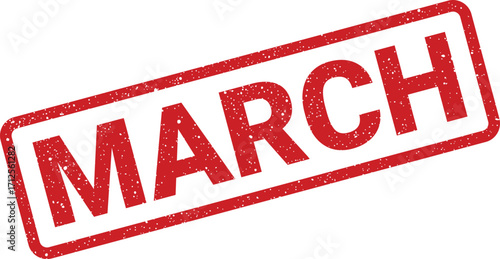 Distressed grunge rubber stamp illustration for month of March promotion and event planning projects