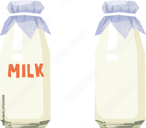 切り絵風の牛乳瓶
