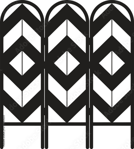 Black and white chevron pattern folding screen room divider