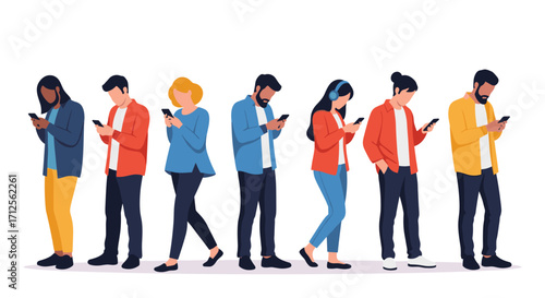 People engrossed in their smartphones