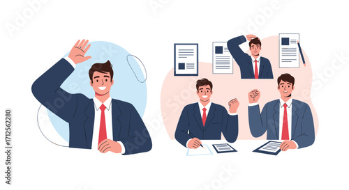 Successful business people collaborating and succeeding together.