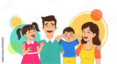 Happy Family Enjoying Each Other's Company, Smiling and Laughing Together in Unity