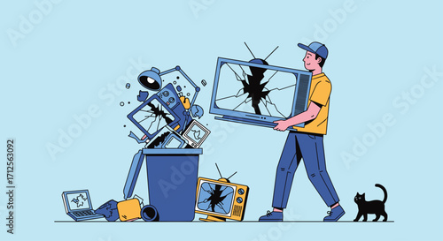 Recycling old television sets and electronic waste disposal.