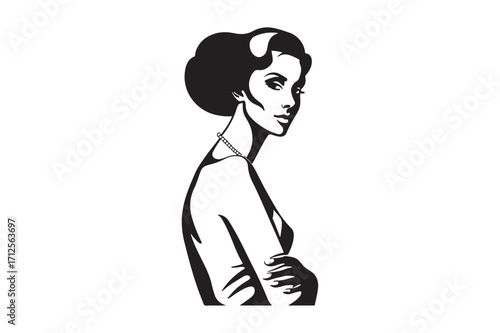 Elegant woman with updo and dramatic lighting