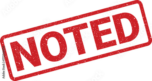 Distressed Noted Stamp Graphic, Isolated, Red Ink Effect, Message Delivered