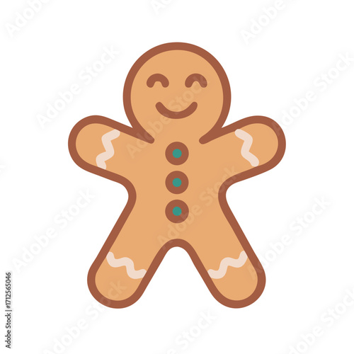 Gingerbread Delight: A delightful gingerbread person, adorned with a cheerful smile and charming details, ready to bring festive cheer to any project.