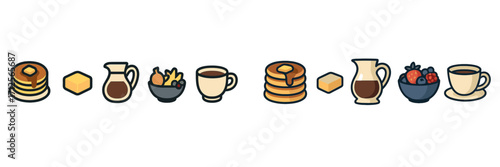 Delicious breakfast spread featuring pancakes, fruits, and coffee for a perfect morning