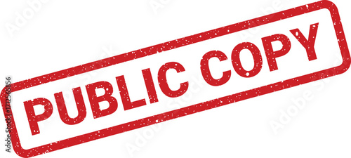 Distressed public copy rectangular stamp, grungy design element for documents, information release
