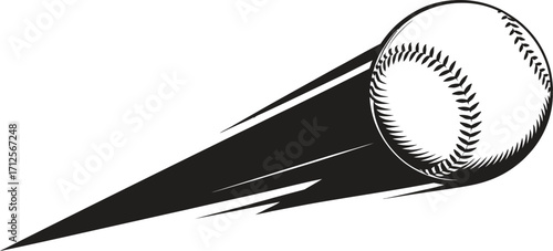 Vintage style baseball in motion with motion blur effect
