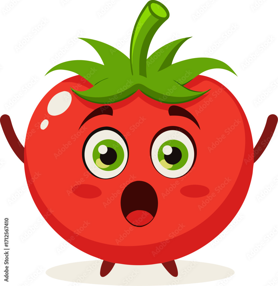 Obraz premium Tomato surprised with wide eyes and open mouth icon