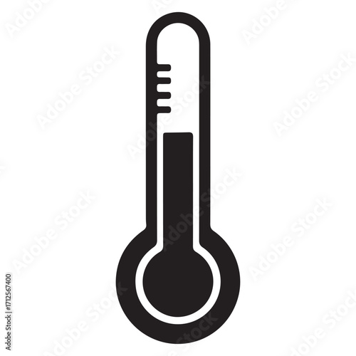 Black and white thermometer illustration for medical and weather concepts symbolizing temperature measurement and health monitoring precision instrument for various applications