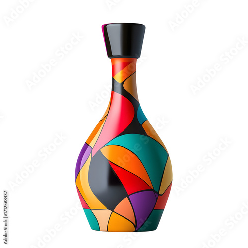 Vibrant Abstract Design on Modern Bottle for Creative Projects