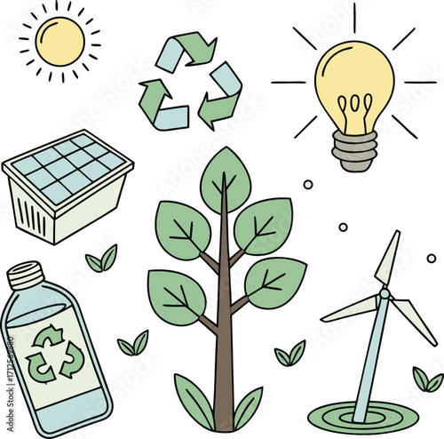 Sustainable energy solutions for a greener future renewable technology and conservation illustration