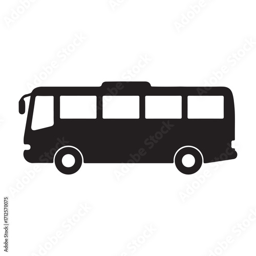 Black Bus Silhouette on White Background Simple Transportation Icon Illustration Graphic Resource for Websites and Design Projects Easy to Use