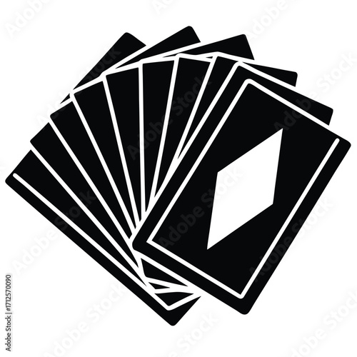 stack of cards   slightly fanned pile  vector icon
