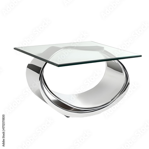 Stylish Modern Chrome Coffee Table with Elegant Curvature