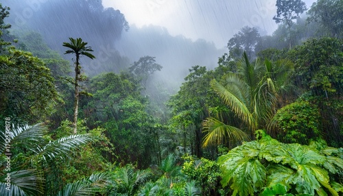experience the soothing sound of rain in a vibrant rainforest timelapse background rainforest raining background