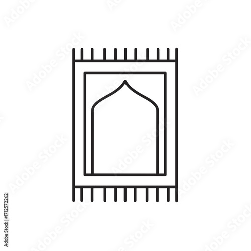 Islamic prayer rug icon in minimalistic style with geometric patterns  