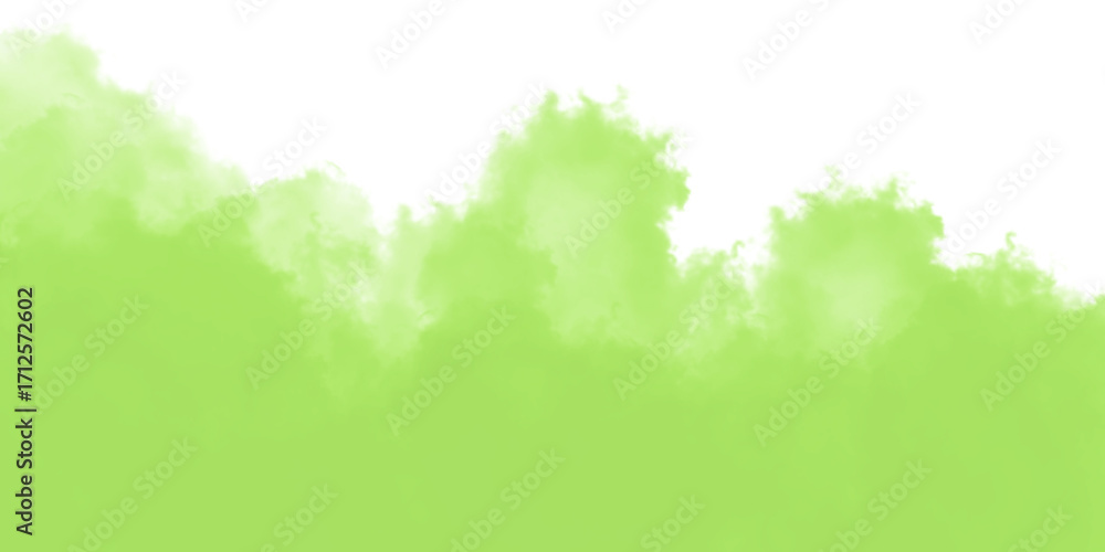 Fototapeta premium Green smoke fog texture with jagged edges isolated on transparent background