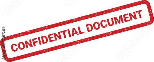 Distressed red stamp effect with confidential document text, angled seal design