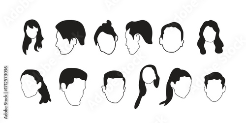 human face icon set vector