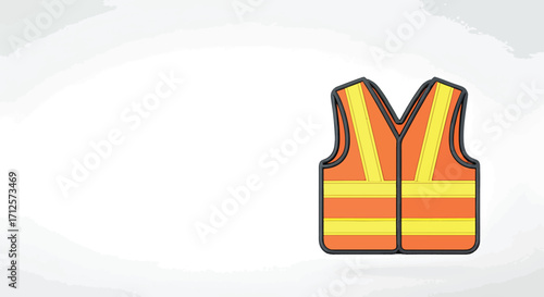 Safety First Bright Orange Reflective Vest Illustration