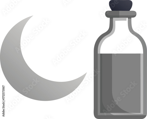 Crescent Moon and Potion Bottle Design
