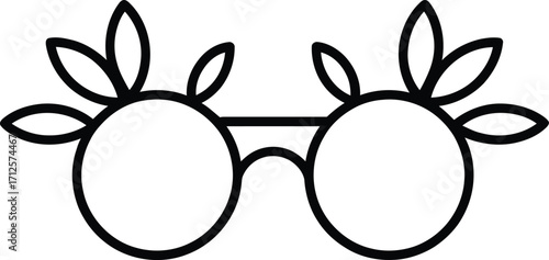 Simple outline drawing of reindeer antler glasses for holidays