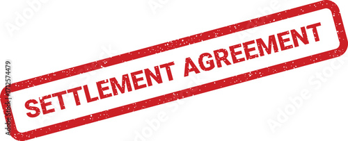 Distressed settlement agreement stamp with rough edges for document approval design
