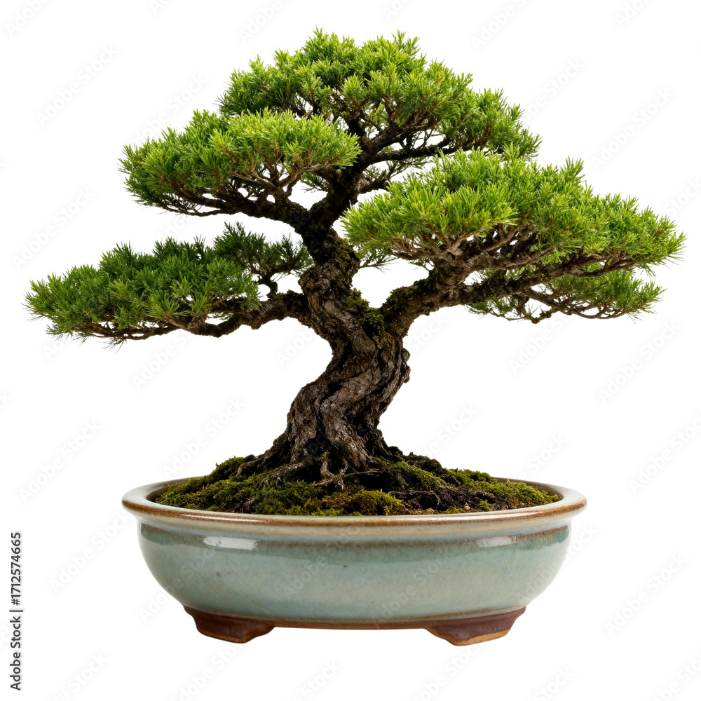 Obraz premium Bonsai Tree in Ceramic Pot transparent background Generative Ai.