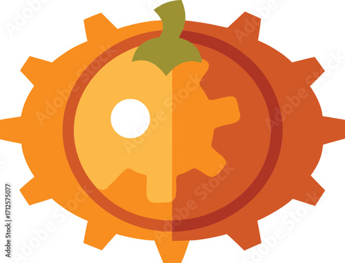 Orange Gear Pumpkin Design Icon