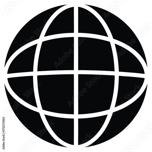 globe with latitude lines vector icon