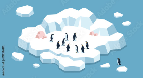 Isometric penguins on iceberg