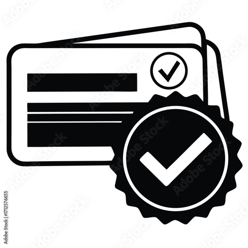 card with checkmark   verified business  vector ic