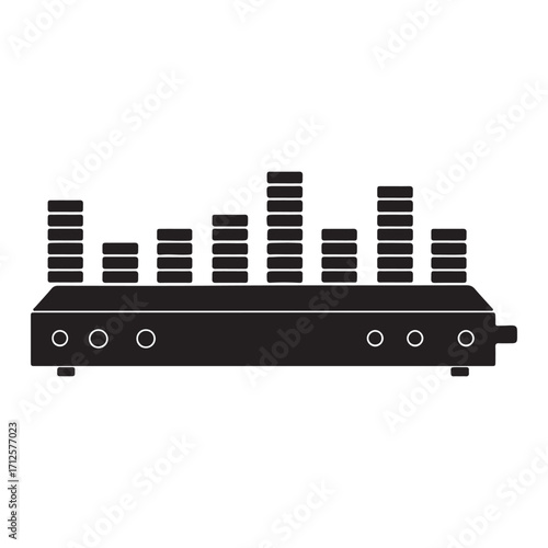 Black silhouette of an equalizer on white background vector design for music industry and sound engineering