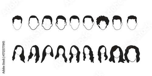 human face icon set vector