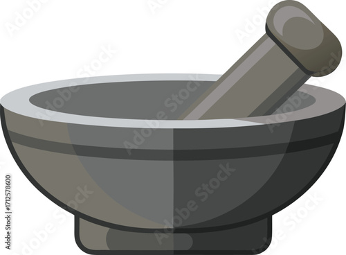 Stone Mortar and Pestle Illustration