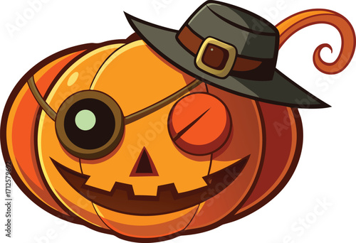 Happy Halloween Pumpkin Pirate Character
