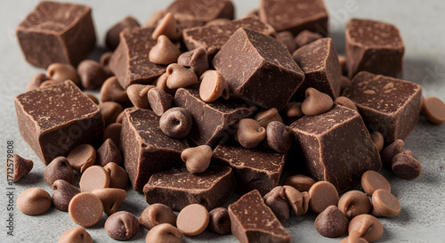 Delicious dark chocolate chunks and milk chocolate chips creating a sweet temptation perfect for