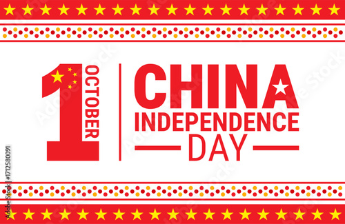 China independence day background, banner, card or poster design template is observed every year during October, to raise awareness about the mission. Vector illustration.
