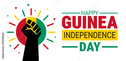 Guinea Independence Day background, banner, card or poster design template is observed every year during October, to raise awareness about the mission. Vector illustration.