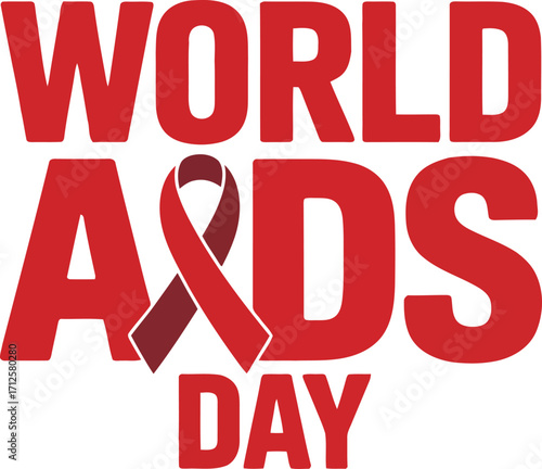 Red ribbon symbolizing world aids day awareness and support for hiv prevention and treatment